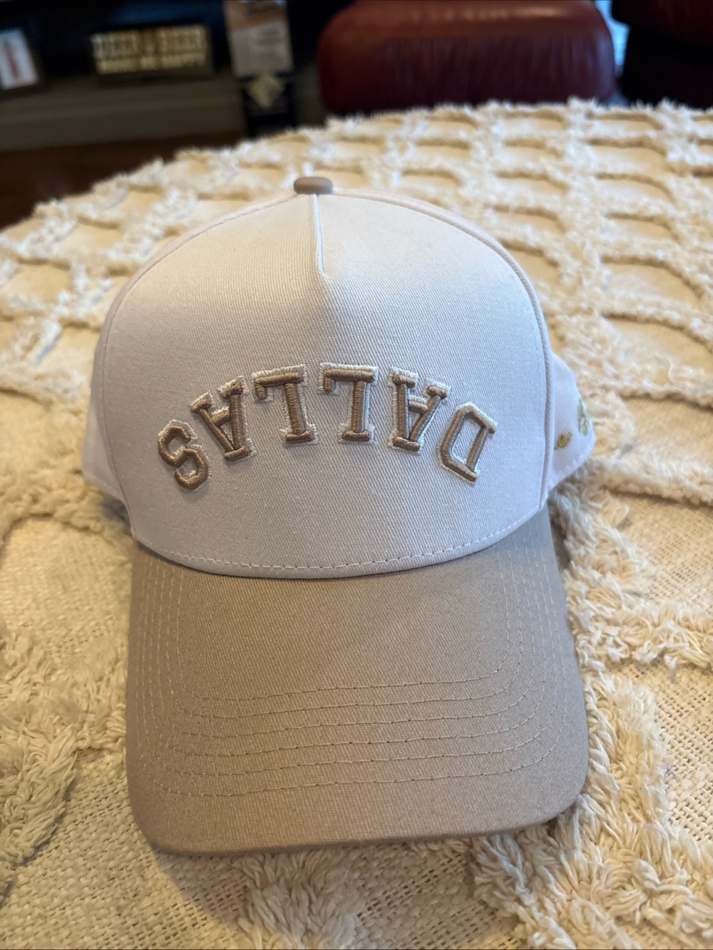 TRUE BRVND Tan DALLAS UPSIDE-DOWN HAT Football Fan Brand Baseball Gym Snapback